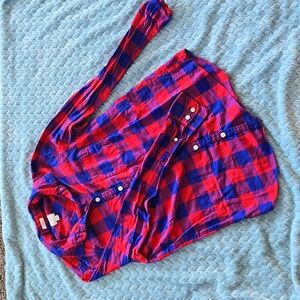 J. Crew Red and Blue Plaid Button Down Shirt